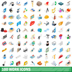 100 work icons set, isometric 3d style