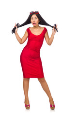 Nice woman model isolated on the white background