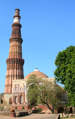 The Qutb Minar tower monument in New Delhi, India