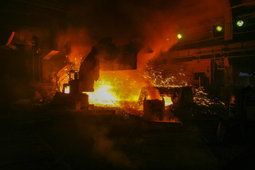 Melting of iron at a metallurgical plant in the city of Zaporozhye (Ukraine). January 2007