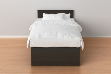 Twin size single bed in interior - obrazy, fototapety, plakaty