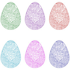 Vector set of colorful ornate eggs