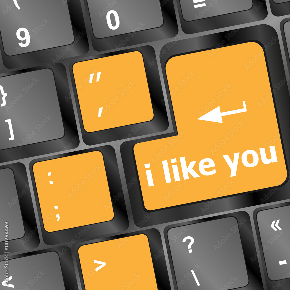 Poster button keypad keyboard key with i like you words