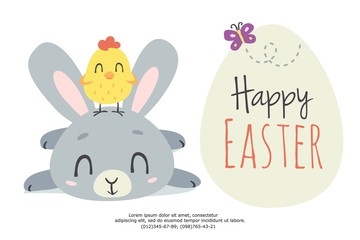 vector cartoon style easter bunny greeting card