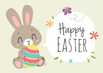 Obraz na płótnie Canvas vector cartoon style easter bunny greeting card