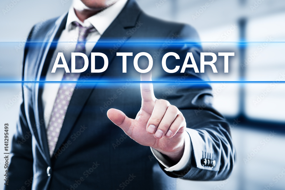 Poster add to cart internet web store buy online concept