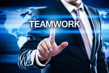 Teamwork Team building Successs Partnership Cooperation Business Technology Internet Concept
