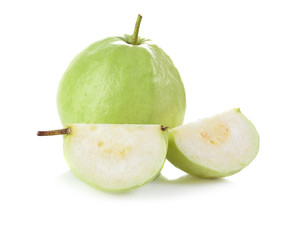 Sliced guava fruit isolated on the white background.