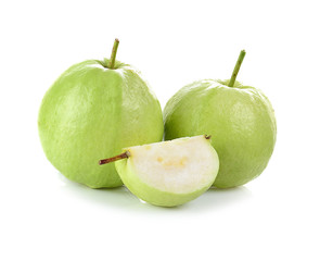 Sliced guava fruit isolated on the white background.