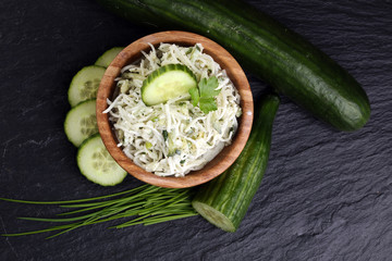 Cucumber with Celery and Dill salad in yogurt dressing