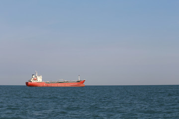 Marine cargo ship in sea.