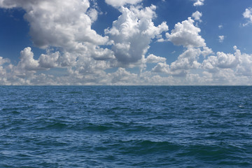 Sea wave and blue sky background.