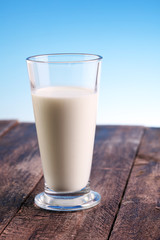 milk products - tasty healthy dairy products on a table on: and milk jar, glass bottle and in a glass