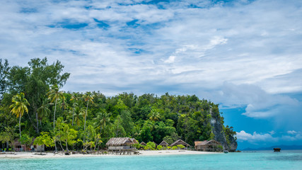 Paradise in Water Hut of Homestay on Kri Island. Raja Ampat, Indonesia, West Papua