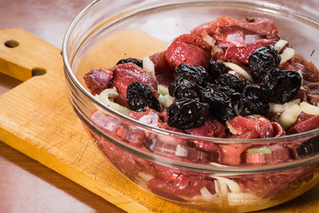Pickled meat with prunes