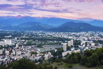 Grenoble architecture at sunset