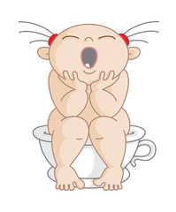 Obraz na płótnie Canvas Potty Girl. Vector Illustration of a Little Girl Yawning on her potty. This Illustration can be used as Girl's restroom sign.