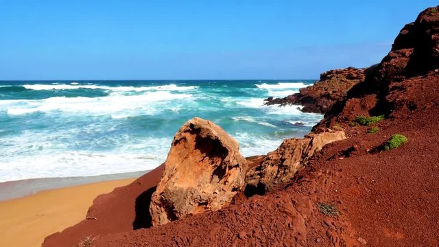 Menorca, Cala Pilar, beautiful colors seen at the beach after a hike
