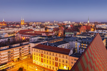 Fototapeta na wymiar Aerial panorama of Wroclaw