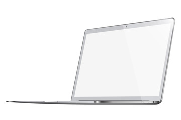 Modern glossy laptop isolated on white background. 3D illustration.