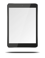 Realistic tablet pc computer with blank screen isolated on white background. 3D illustration.
