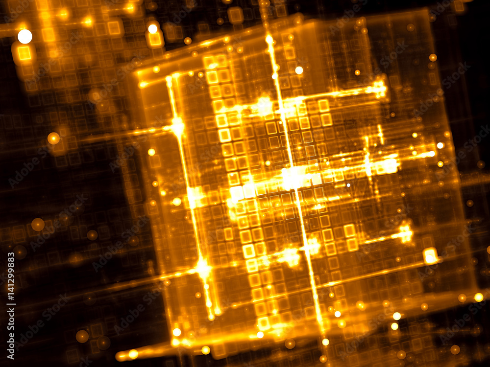Wall mural blurred cubes - abstract digitally generated image