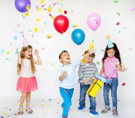 Group of kids celebrate birthday party together