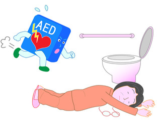 倒れた高齢者を助けに行くAED