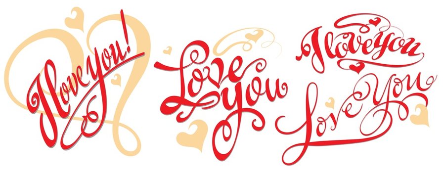 I love You. Hand lettering calligraphic handwriting. Vector image 
