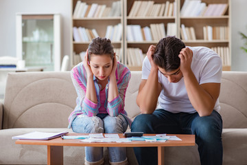 Young family discussing family finances