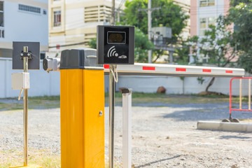 Barrier Gate Automatic system for security on the car parking. Entrance access security system