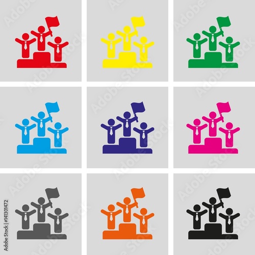 "winners on the podium icon stock vector illustration flat design