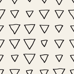 Vector Seamless Childlike Pattern. Monochrome Hand Drawn Geometric Shapes Texture