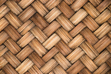 Closed up of brown color wooden weave texture background