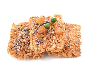 Thai Sweet Crispy Rice Cracker with Dried longan and peas
