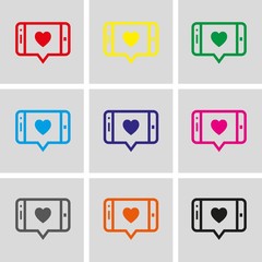 message or love chat on smartphone icon stock vector illustration flat design