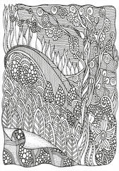 Black and white abstract fantasy picture.