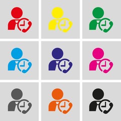 man clock phone icon stock vector illustration flat design