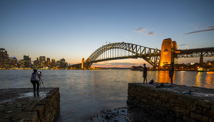 Sunset from Sydney Harbor bridge.