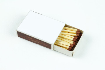 Closeup outdoor white boxes of matches. Isolated on white background