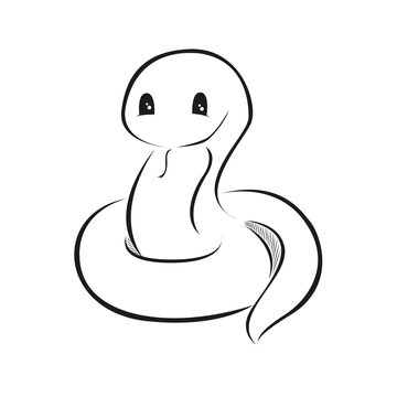 cute snake line art vector