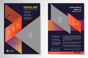 Template vector design for Brochure, Annual Report, Magazine, Poster, Corporate Presentation, Portfolio, Flyer, layout modern with orange and black color size A4, Front and back, Easy to use and edit.