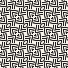 Geometric Ornament With Striped Rhombuses. Vector Seamless Monochrome Pattern