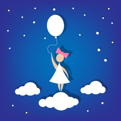 Girl With Ballon. Vector illustration