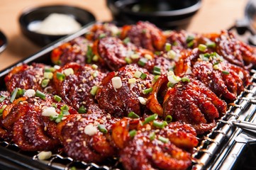 Grilled Small Octopus on a Hot Plate