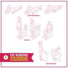 Fat Burning Training exercises illustrations - 141306084