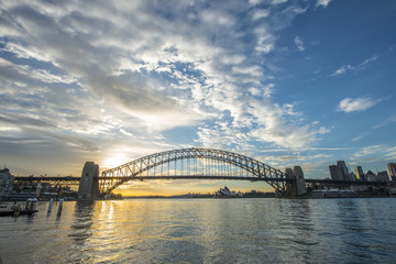 Sunrise from Sydney Harbor bridge.