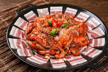  Pan-fried Marinated Small Octopus with pork belly