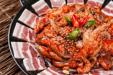  Pan-fried Marinated Small Octopus with pork belly