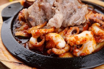  Pan-fried Marinated Small Octopus with pork